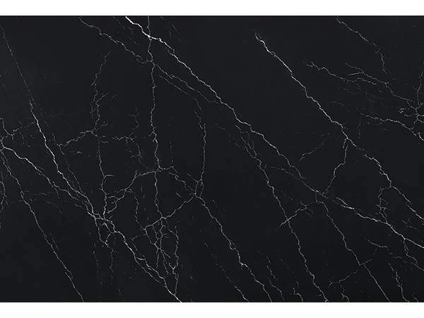 black quartz countertops with white veining